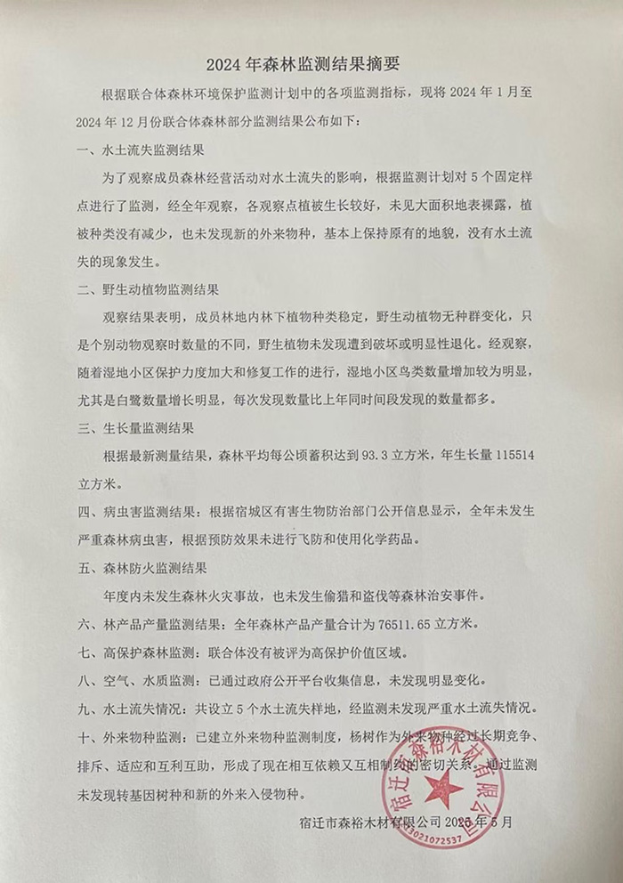 2024年森林監(jiān)測結果摘要